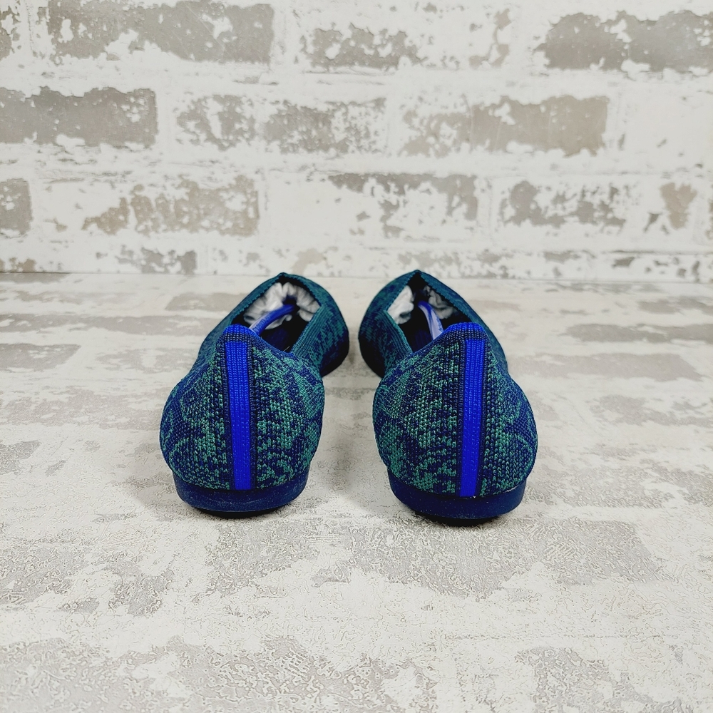 New Rothy’s The Point Blue/Green Snake Ballet Flats I708 - Picture 2 of 7